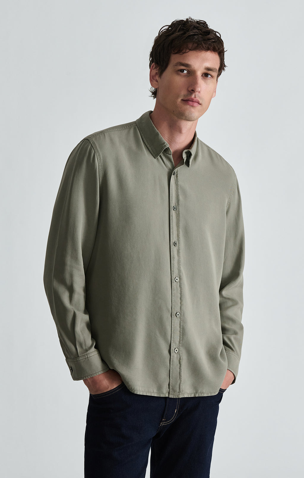 TENCEL™ BUTTON-UP SHIRT IN VETIVER - Mavi Jeans