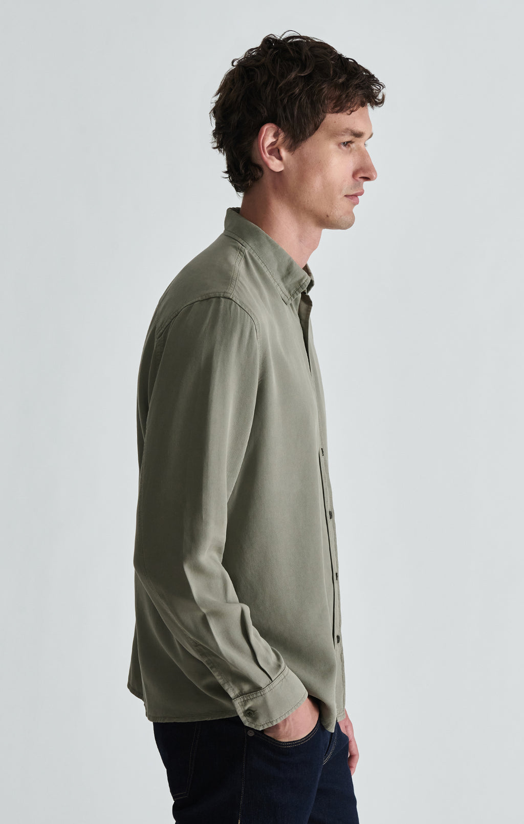 TENCEL™ BUTTON-UP SHIRT IN VETIVER - Mavi Jeans