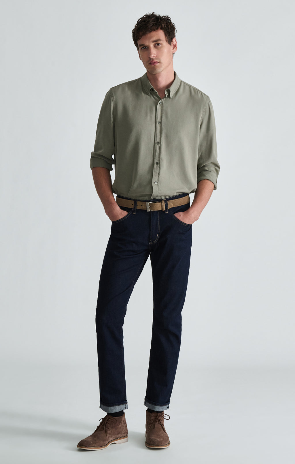 TENCEL™ BUTTON-UP SHIRT IN VETIVER - Mavi Jeans