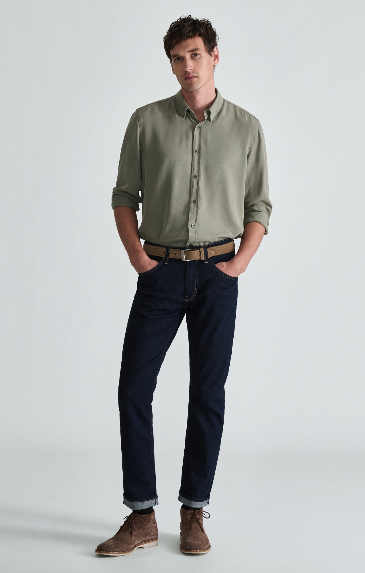 TENCEL™ BUTTON-UP SHIRT IN VETIVER - Mavi Jeans