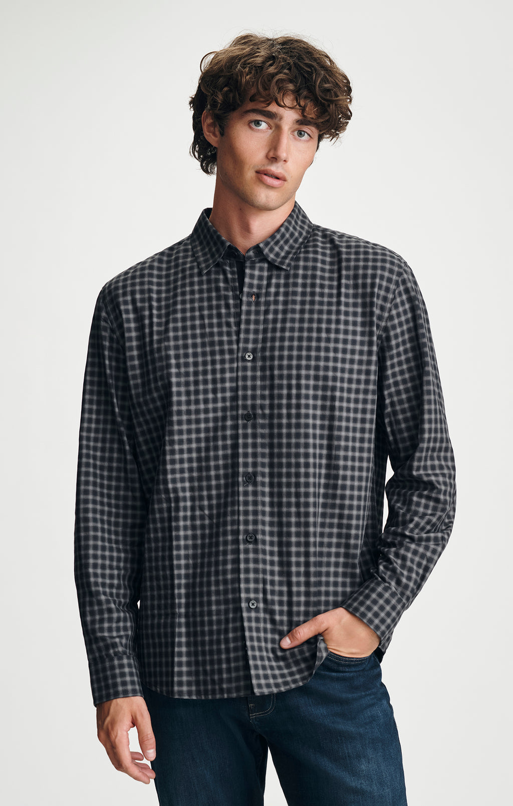 BUTTON-UP SHIRT IN BLACK CHECK - Mavi Jeans