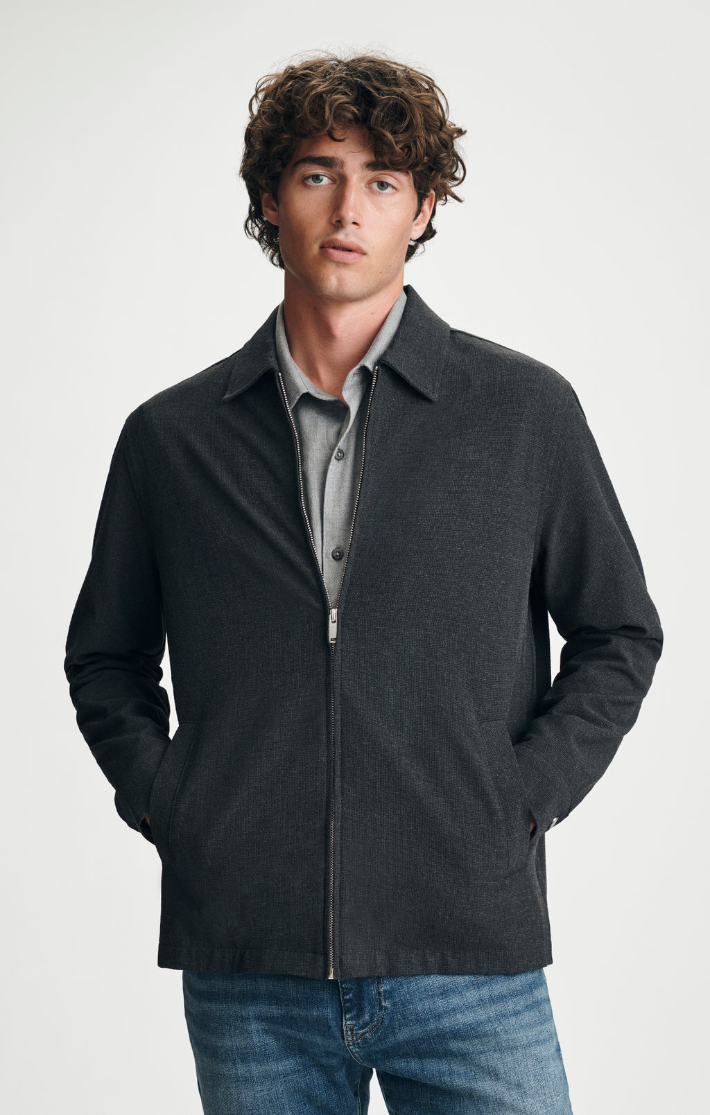 ZIP OVERSHIRT IN DARK GREY MELANGE - Mavi Jeans