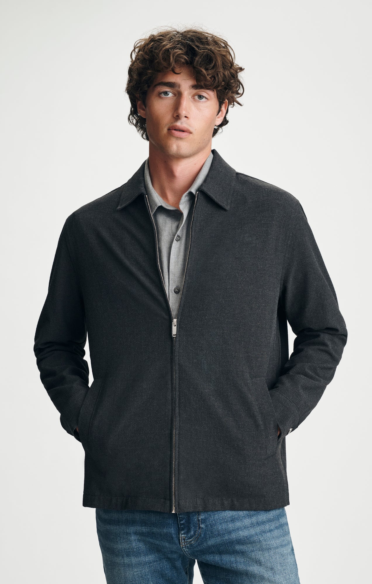ZIP OVERSHIRT IN DARK GREY MELANGE - Mavi Jeans