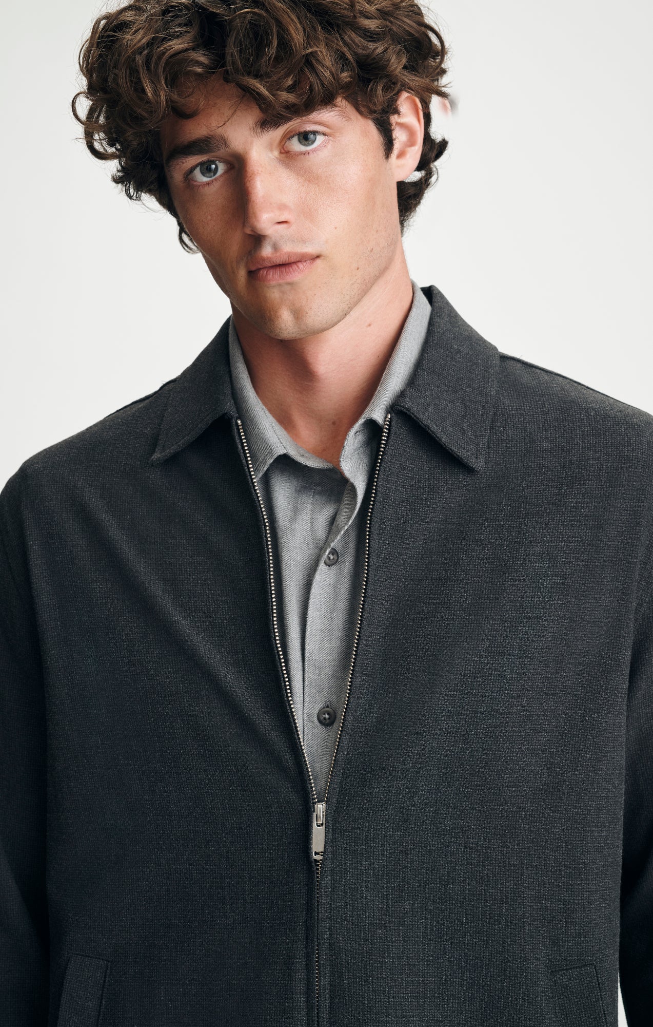 ZIP OVERSHIRT IN DARK GREY MELANGE - Mavi Jeans
