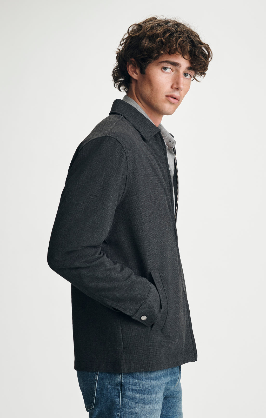 ZIP OVERSHIRT IN DARK GREY MELANGE - Mavi Jeans