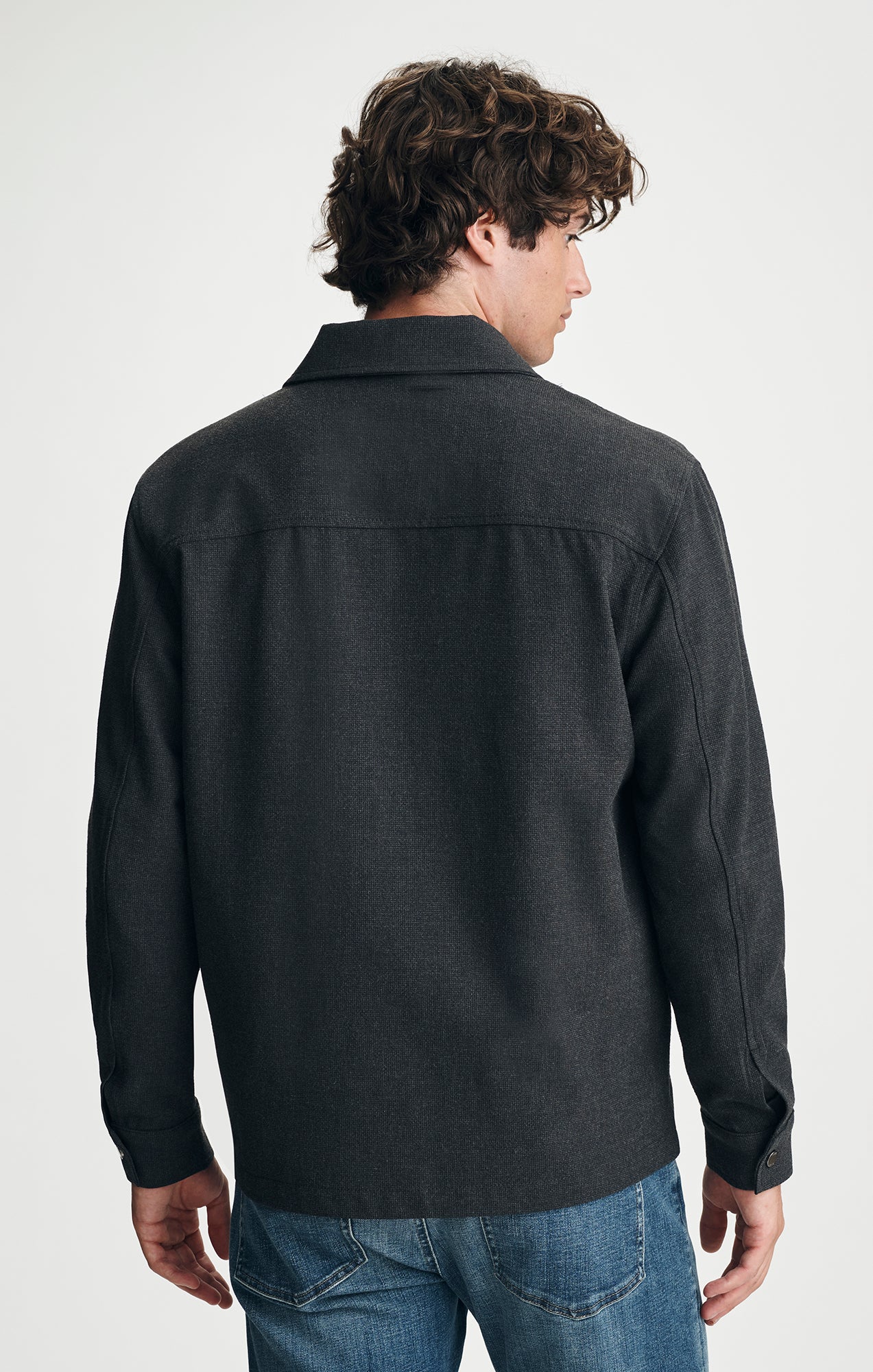 ZIP OVERSHIRT IN DARK GREY MELANGE - Mavi Jeans