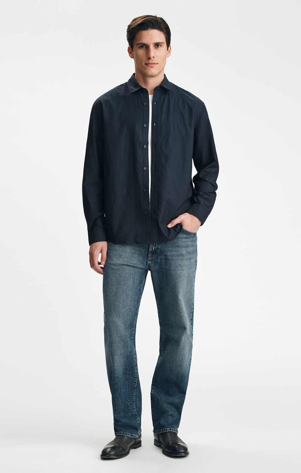 BUTTON-UP SHIRT IN DARK NAVY - Mavi Jeans