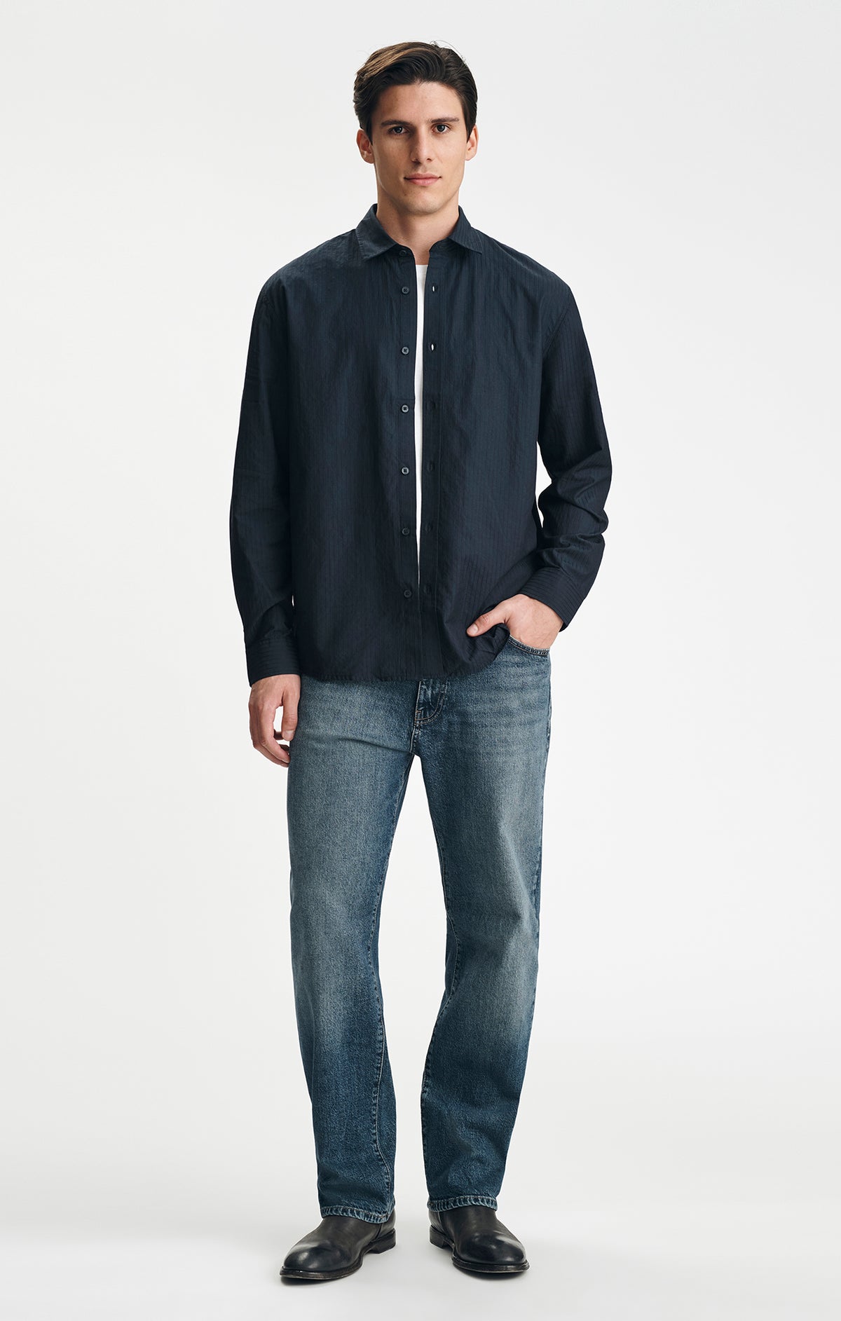 BUTTON-UP SHIRT IN DARK NAVY - Mavi Jeans