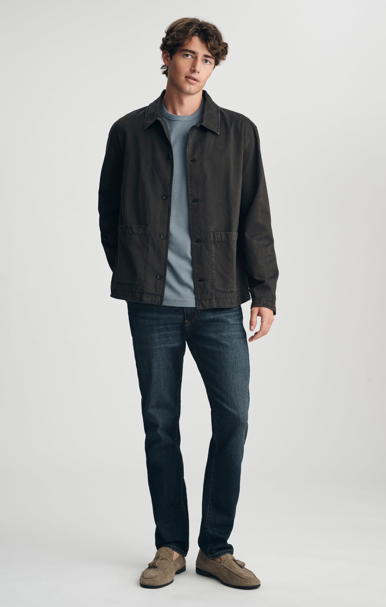 TENCEL™ CAMP COLLAR OVERSHIRT IN ESPRESSO - Mavi Jeans