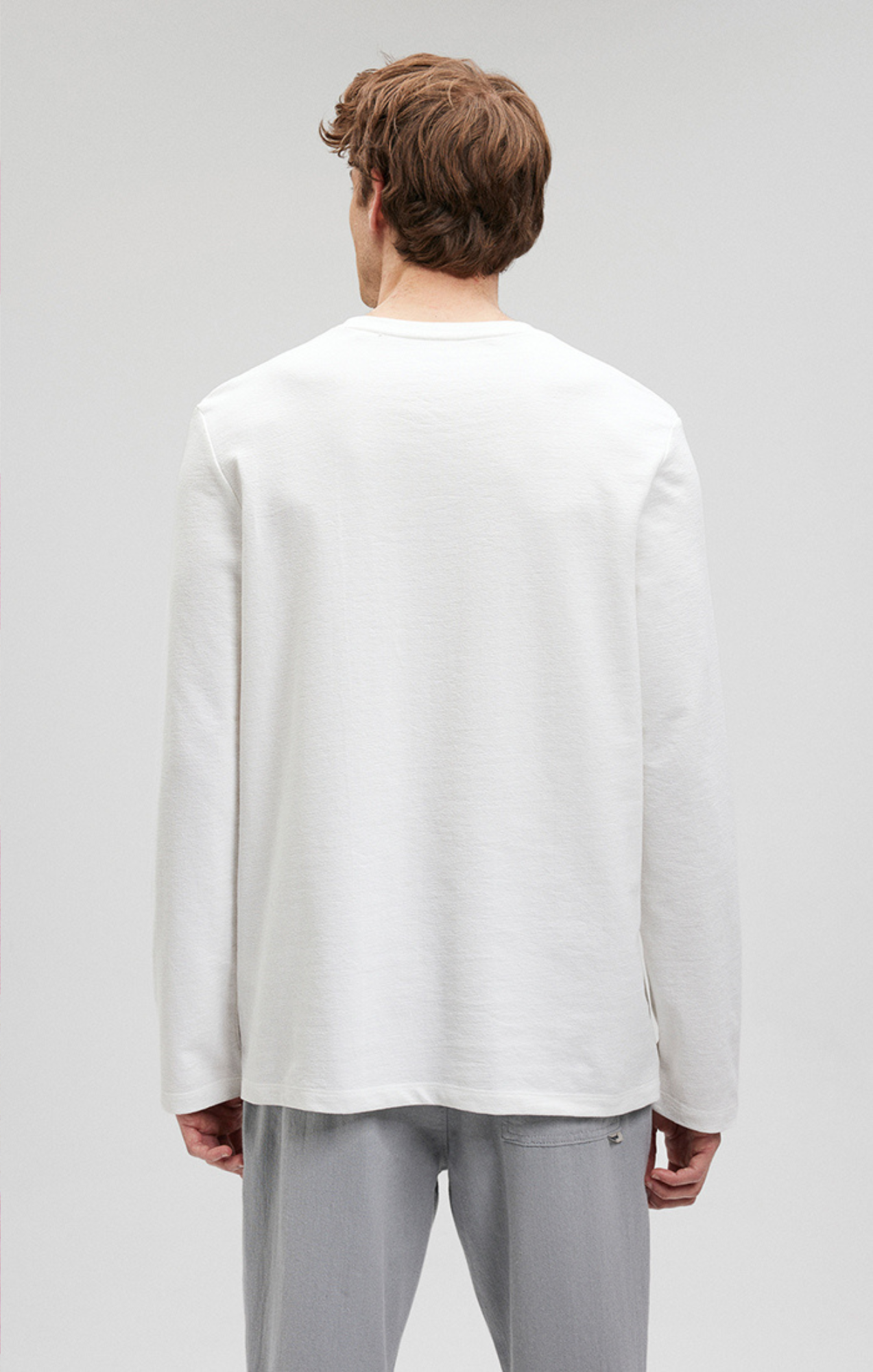 LONG SLEEVE CREW NECK T-SHIRT IN ANTIQUE WHITE - Mavi Jeans