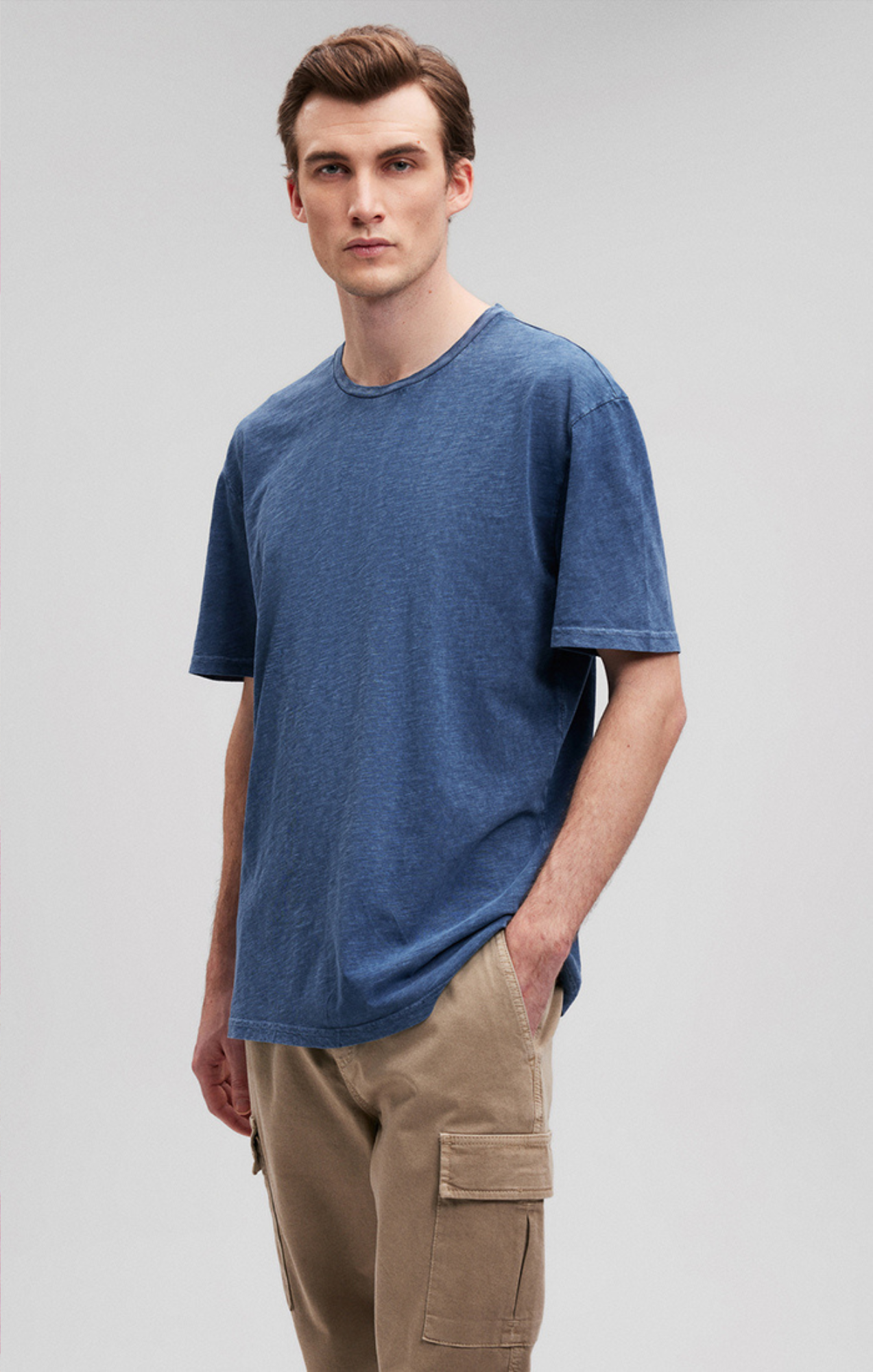 SLUB CREW NECK T-SHIRT IN NAVY BLAZER - Mavi Jeans