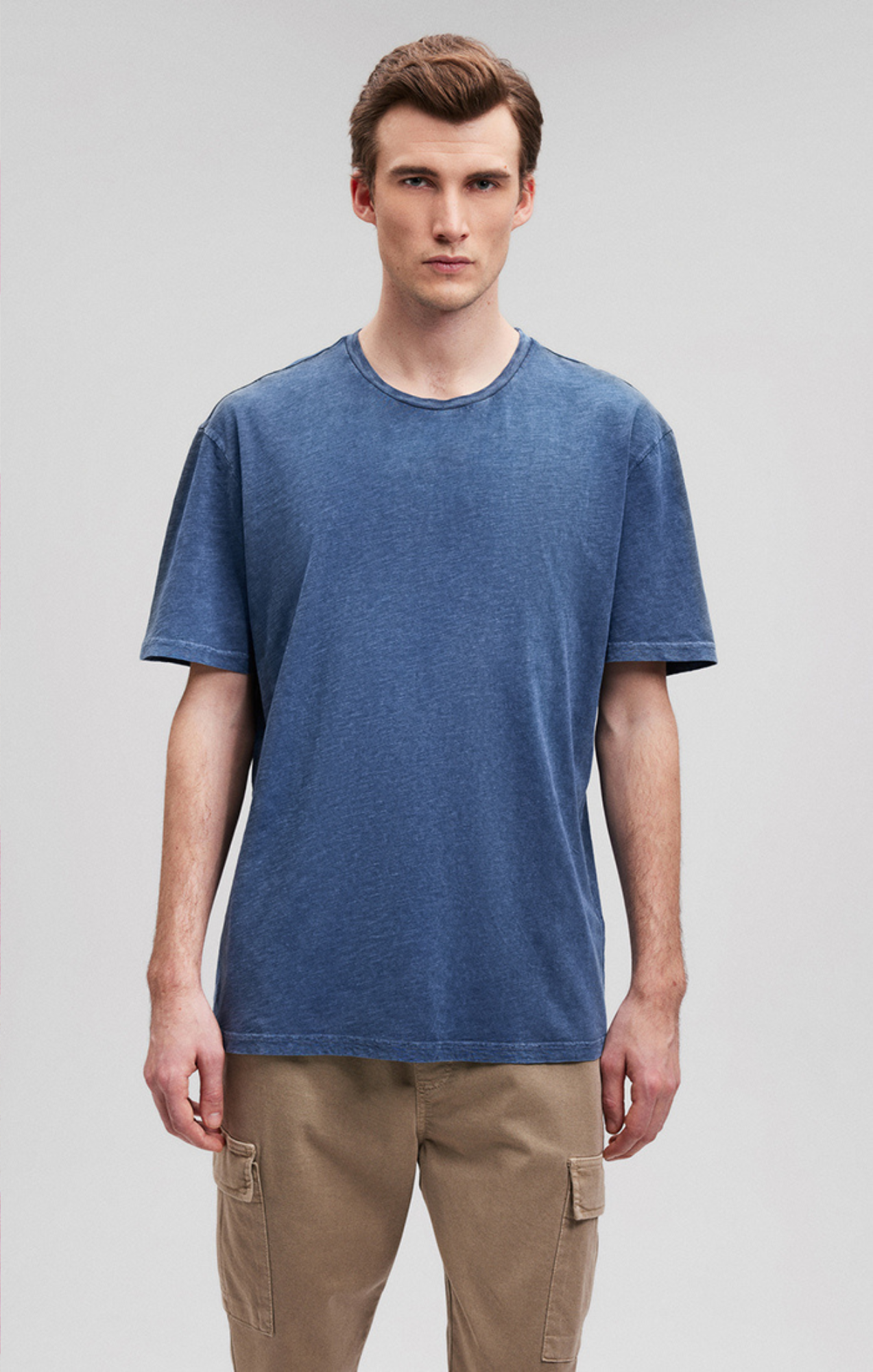 SLUB CREW NECK T-SHIRT IN NAVY BLAZER - Mavi Jeans