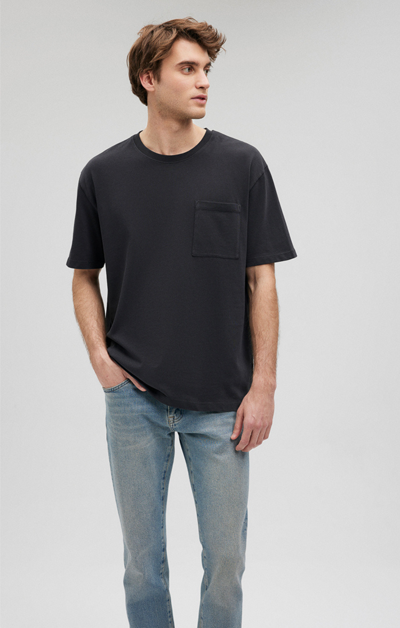 Mavi Men's Pocket T-Shirt In Pirate Black