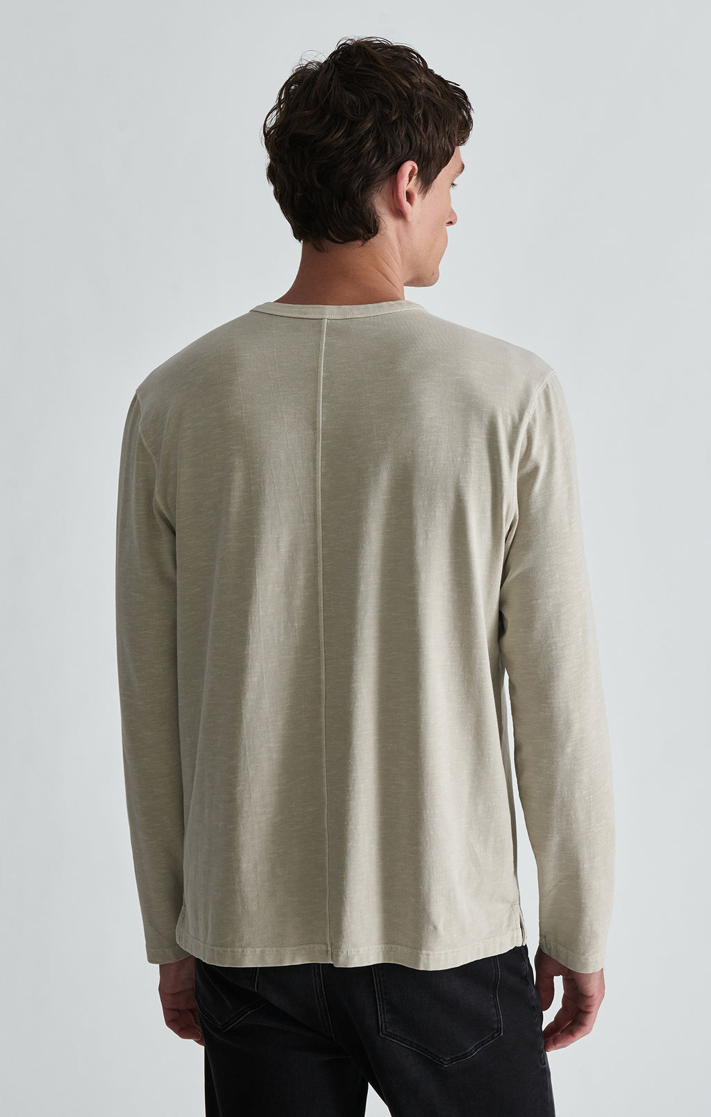 LONG SLEEVE HENLEY T-SHIRT IN PELICAN - Mavi Jeans