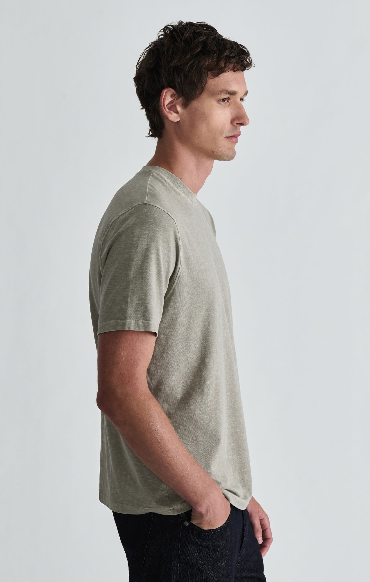 SOFT SLUB CREW NECK T-SHIRT IN ABBEY STONE - Mavi Jeans