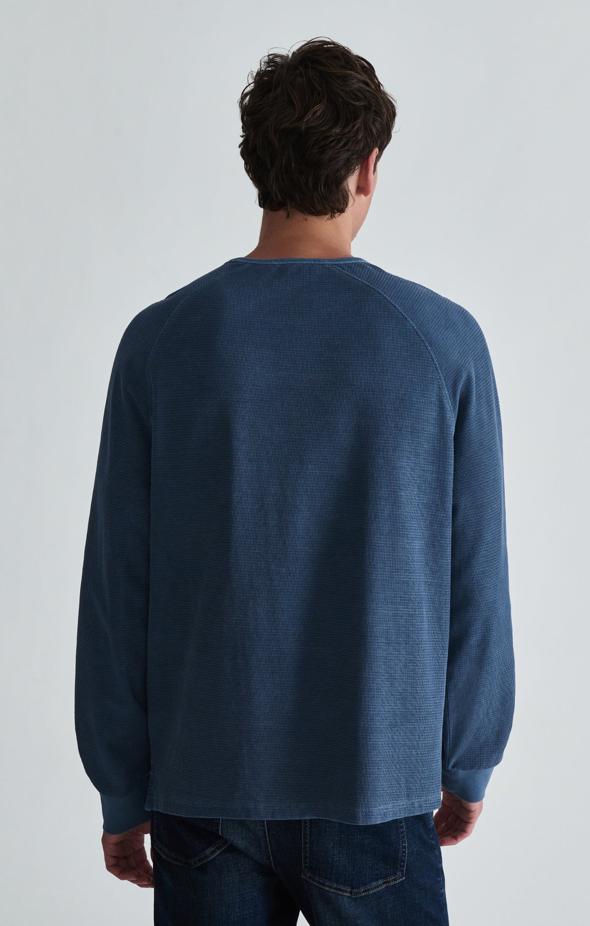 INTERLOCK RAGLAN LONG SLEEVE T-SHIRT IN VINTAGE INDIGO - Mavi Jeans