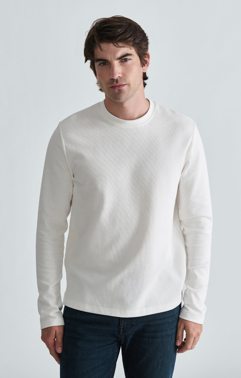 LONG SLEEVE CREW NECK T-SHIRT IN ANTIQUE WHITE - Mavi Jeans