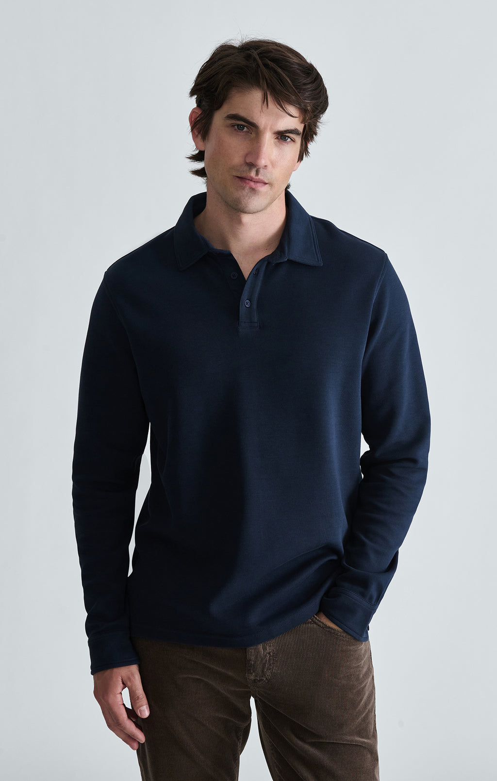 LONG SLEEVE POLO T-SHIRT IN TOTAL ECLIPSE - Mavi Jeans