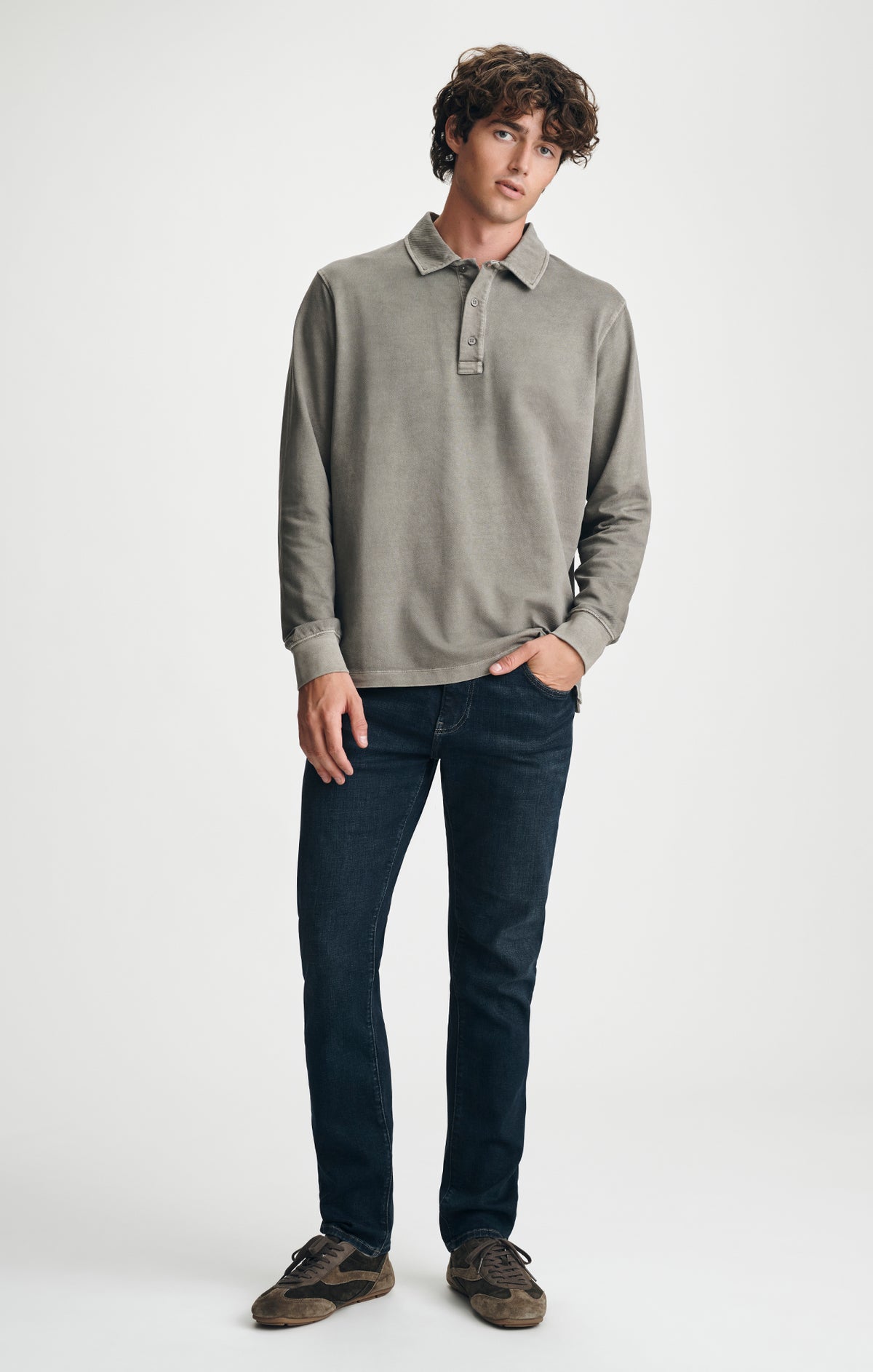 LONG SLEEVE POLO T-SHIRT IN BUNGEE CORD - Mavi Jeans