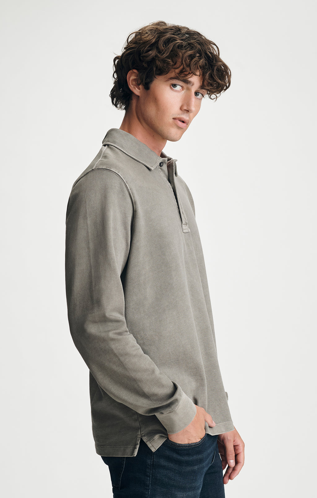 LONG SLEEVE POLO T-SHIRT IN BUNGEE CORD - Mavi Jeans