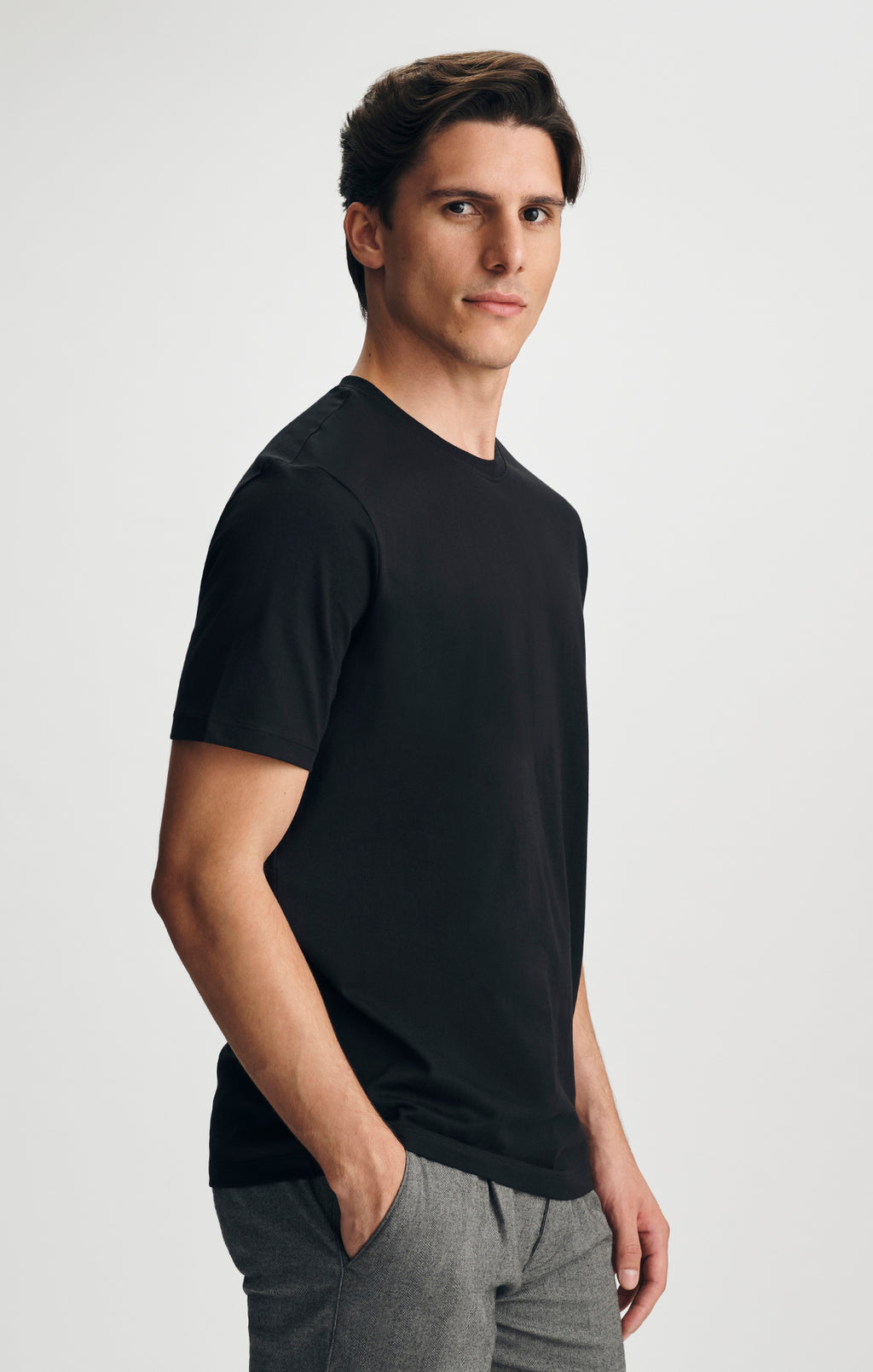 PIMA CREW NECK T-SHIRT IN BLACK