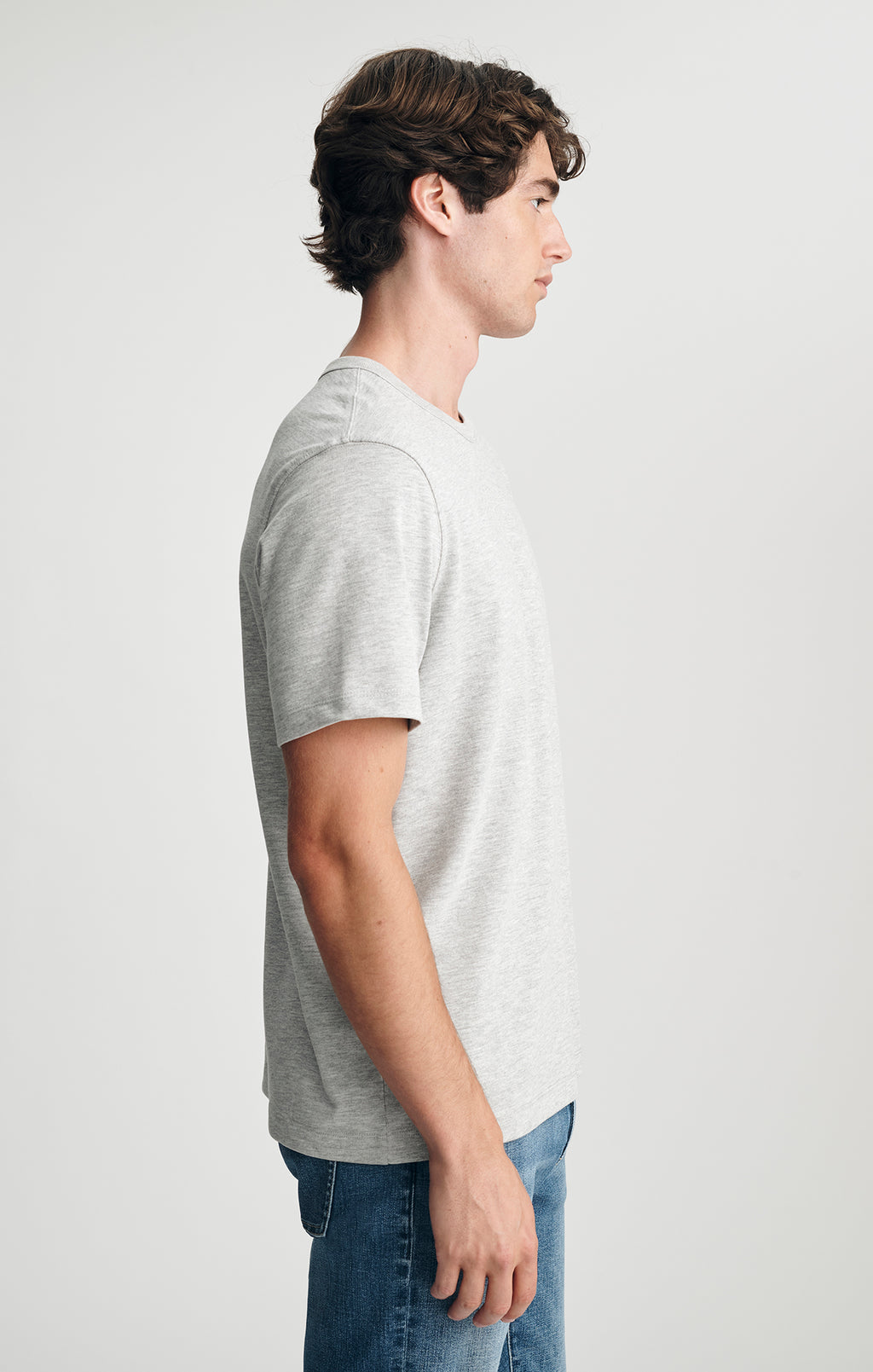CREW NECK T-SHIRT IN GREY MELANGE - Mavi Jeans
