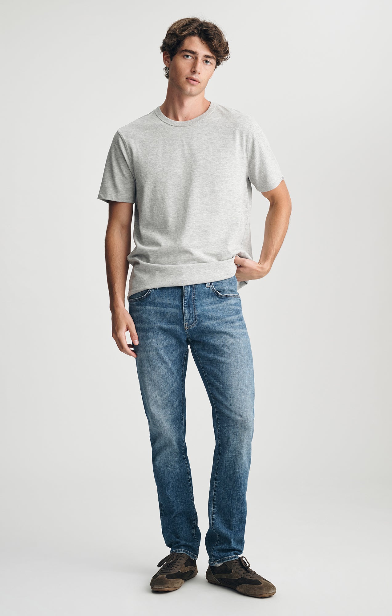 CREW NECK T-SHIRT IN GREY MELANGE - Mavi Jeans