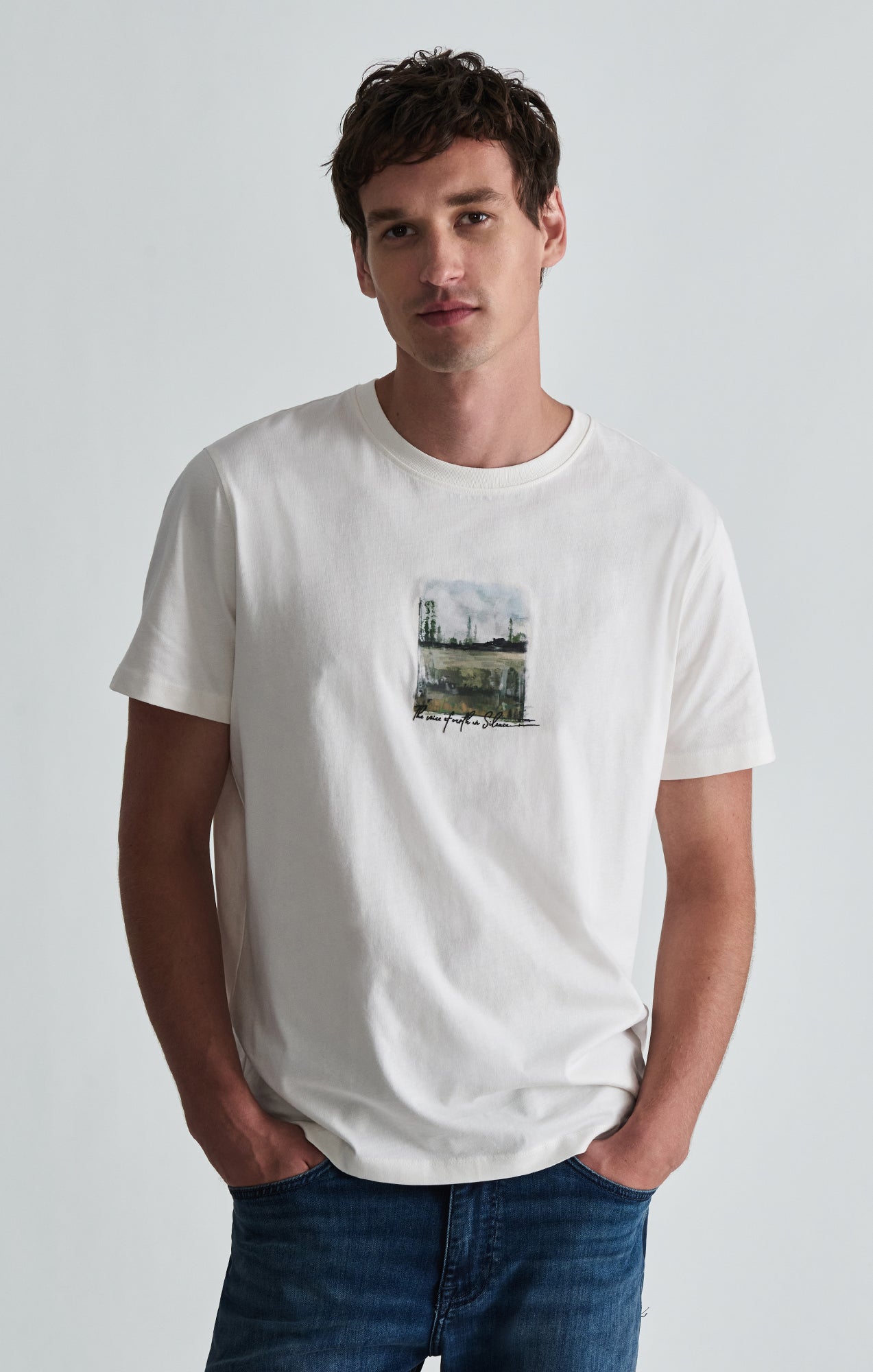 LANDSCAPE GRAPHIC T-SHIRT IN ANTIQUE WHITE - Mavi Jeans