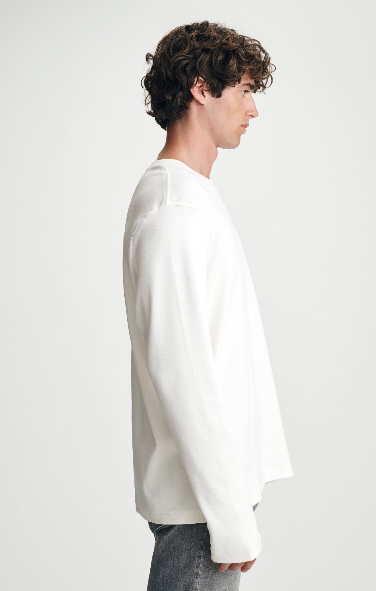 LONG SLEEVE CREW NECK T-SHIRT IN ANTIQUE WHITE - Mavi Jeans