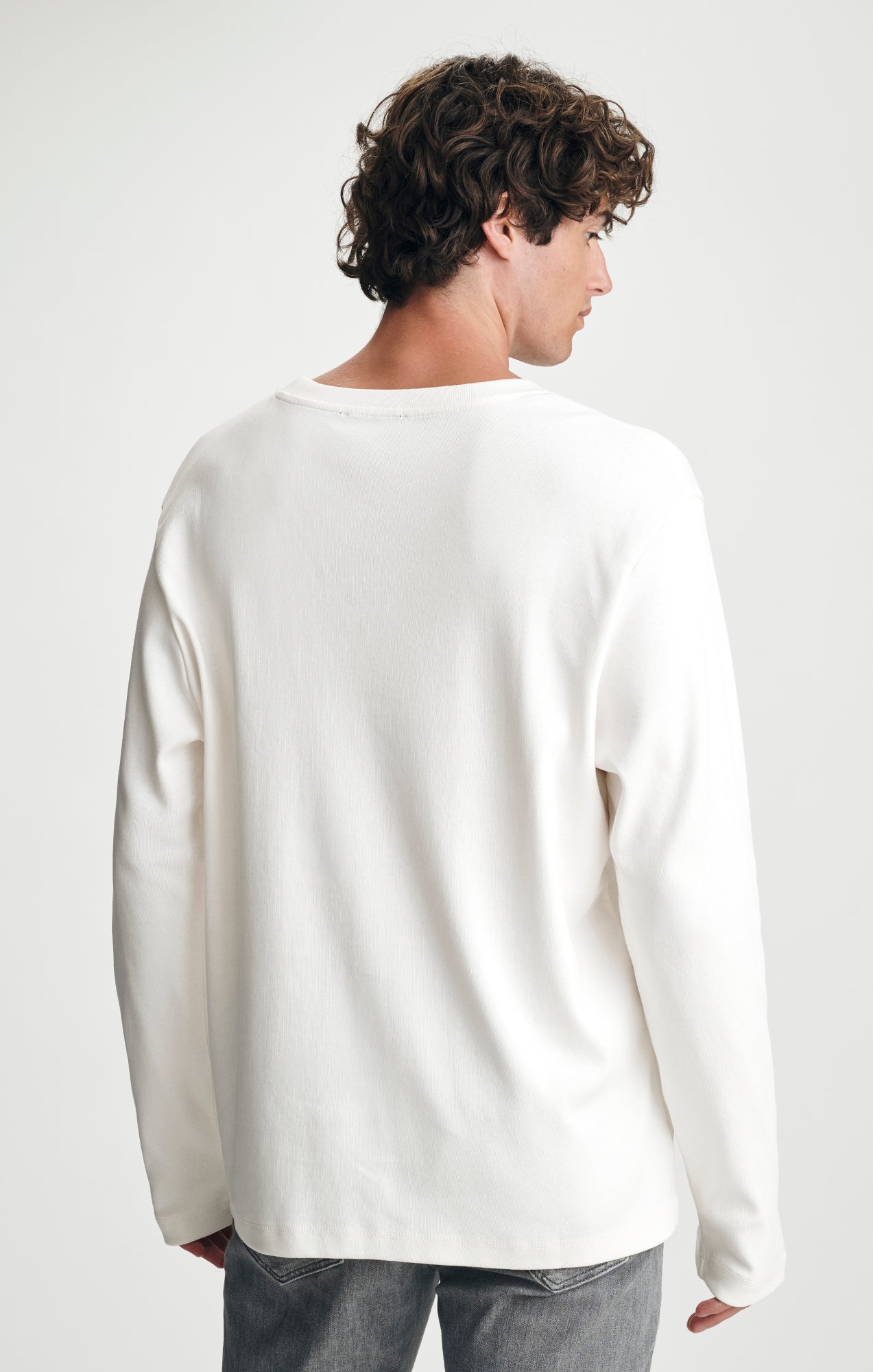 LONG SLEEVE CREW NECK T-SHIRT IN ANTIQUE WHITE - Mavi Jeans