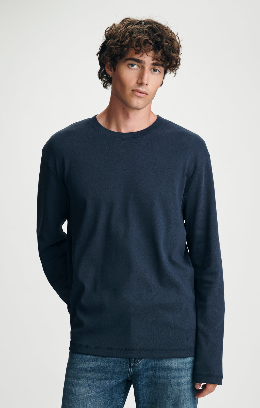 LONG SLEEVE CREW NECK T-SHIRT IN TOTAL ECLIPSE - Mavi Jeans