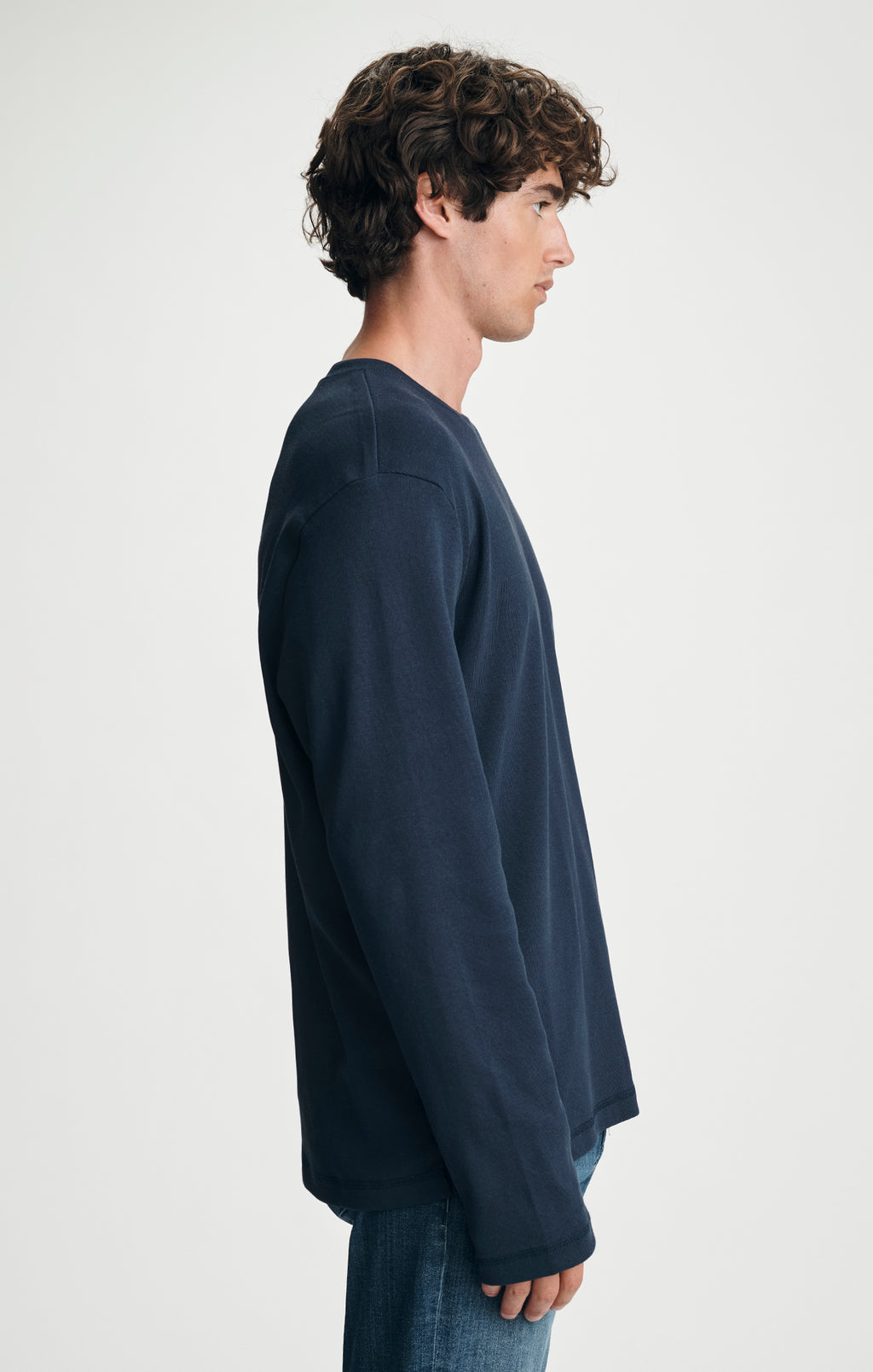 LONG SLEEVE CREW NECK T-SHIRT IN TOTAL ECLIPSE - Mavi Jeans