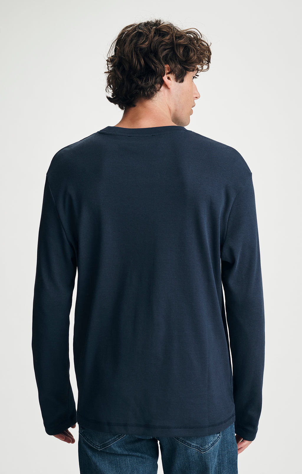LONG SLEEVE CREW NECK T-SHIRT IN TOTAL ECLIPSE - Mavi Jeans