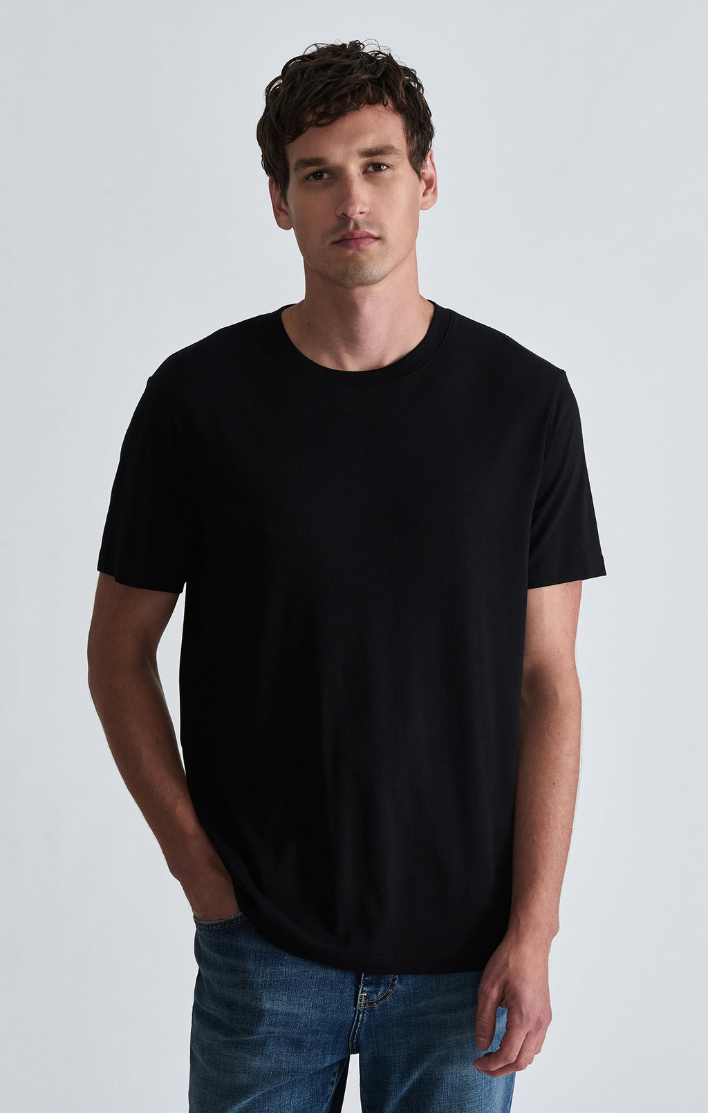 INTERLOCK CREW NECK T-SHIRT IN BLACK - Mavi Jeans