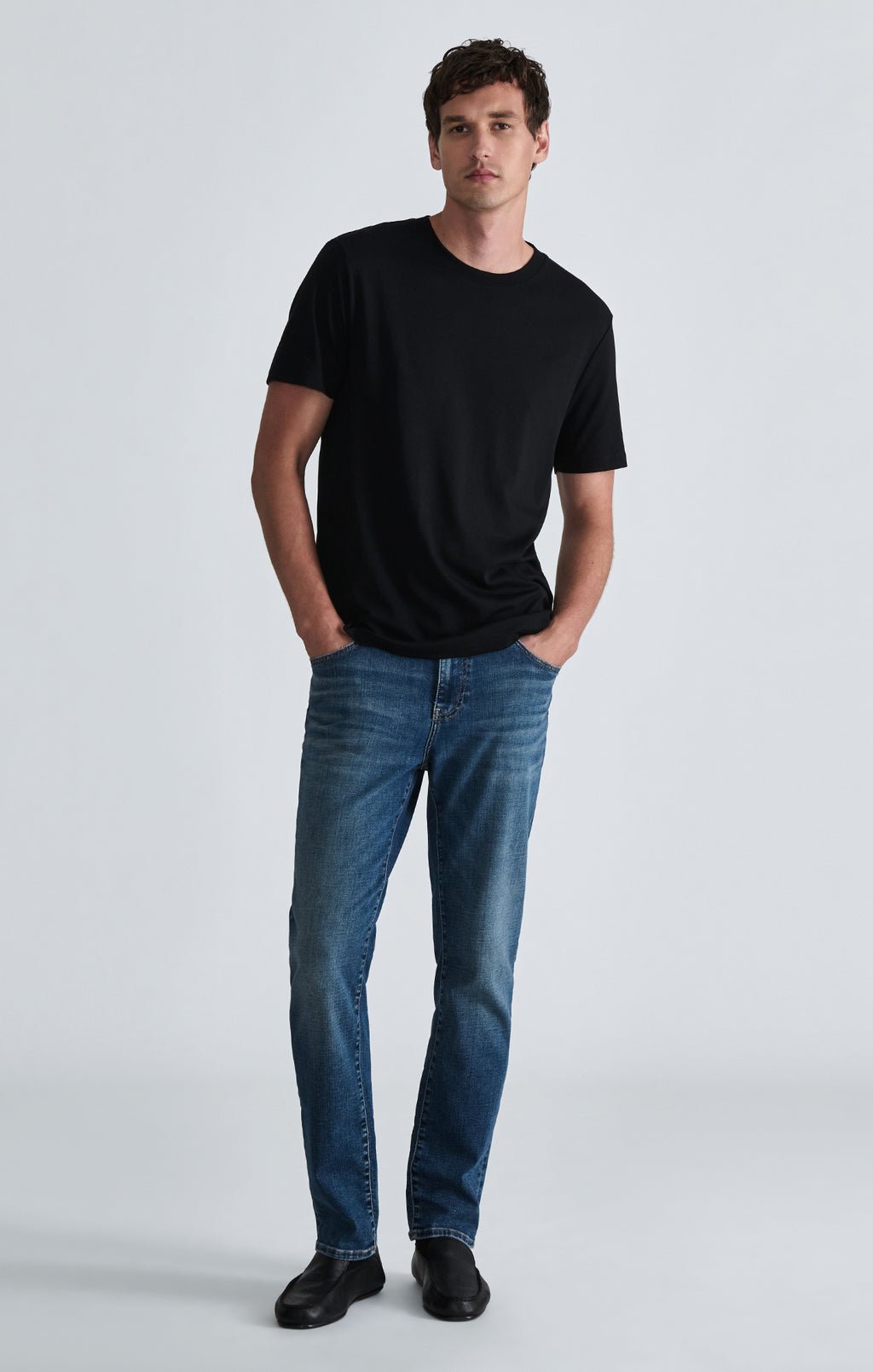 INTERLOCK CREW NECK T-SHIRT IN BLACK - Mavi Jeans