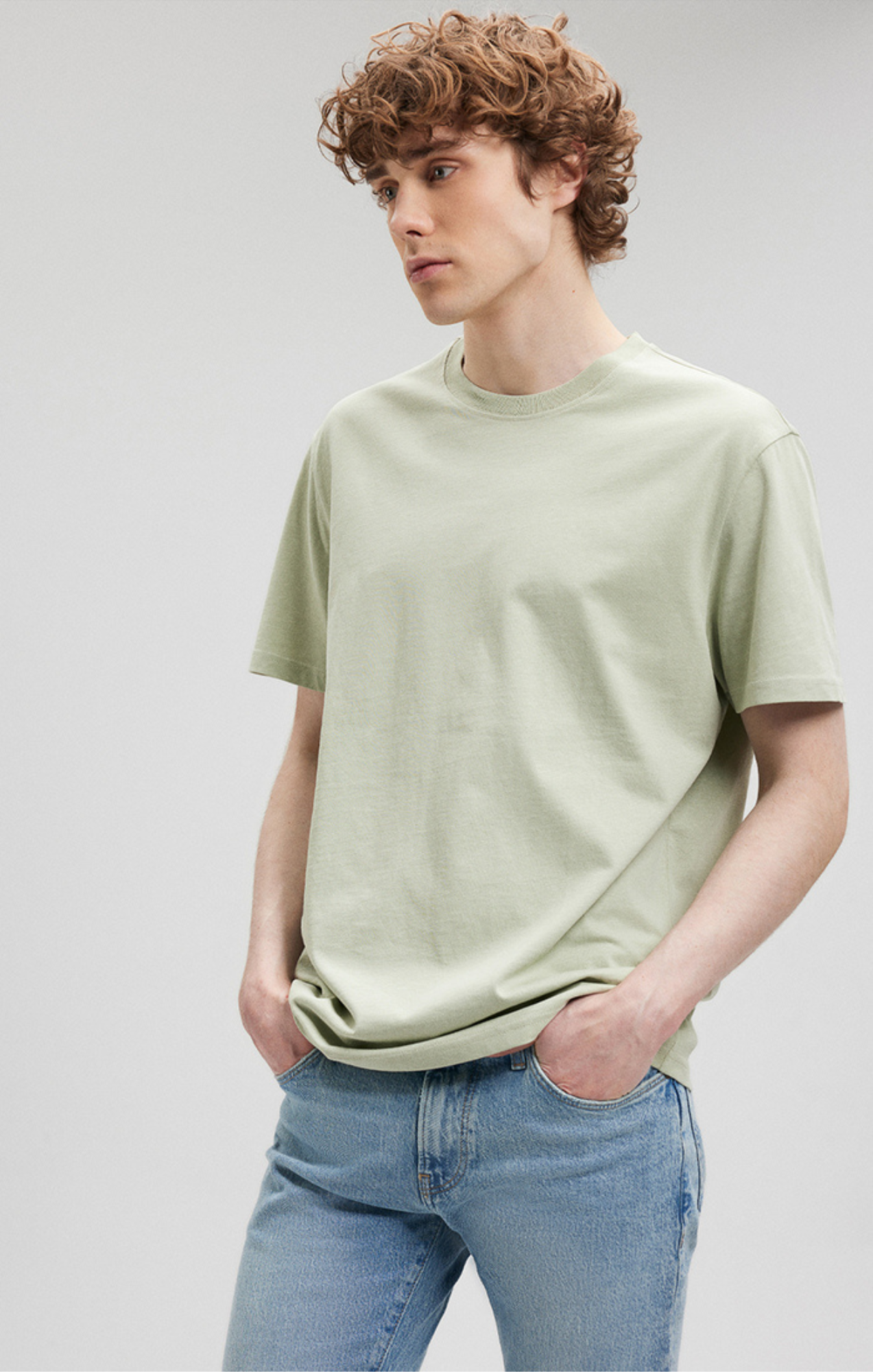 CLASSIC CREW NECK T-SHIRT IN DESERT SAGE - Mavi Jeans
