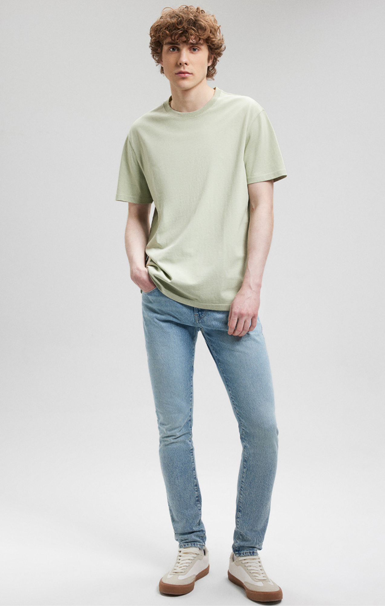 CLASSIC CREW NECK T-SHIRT IN DESERT SAGE - Mavi Jeans