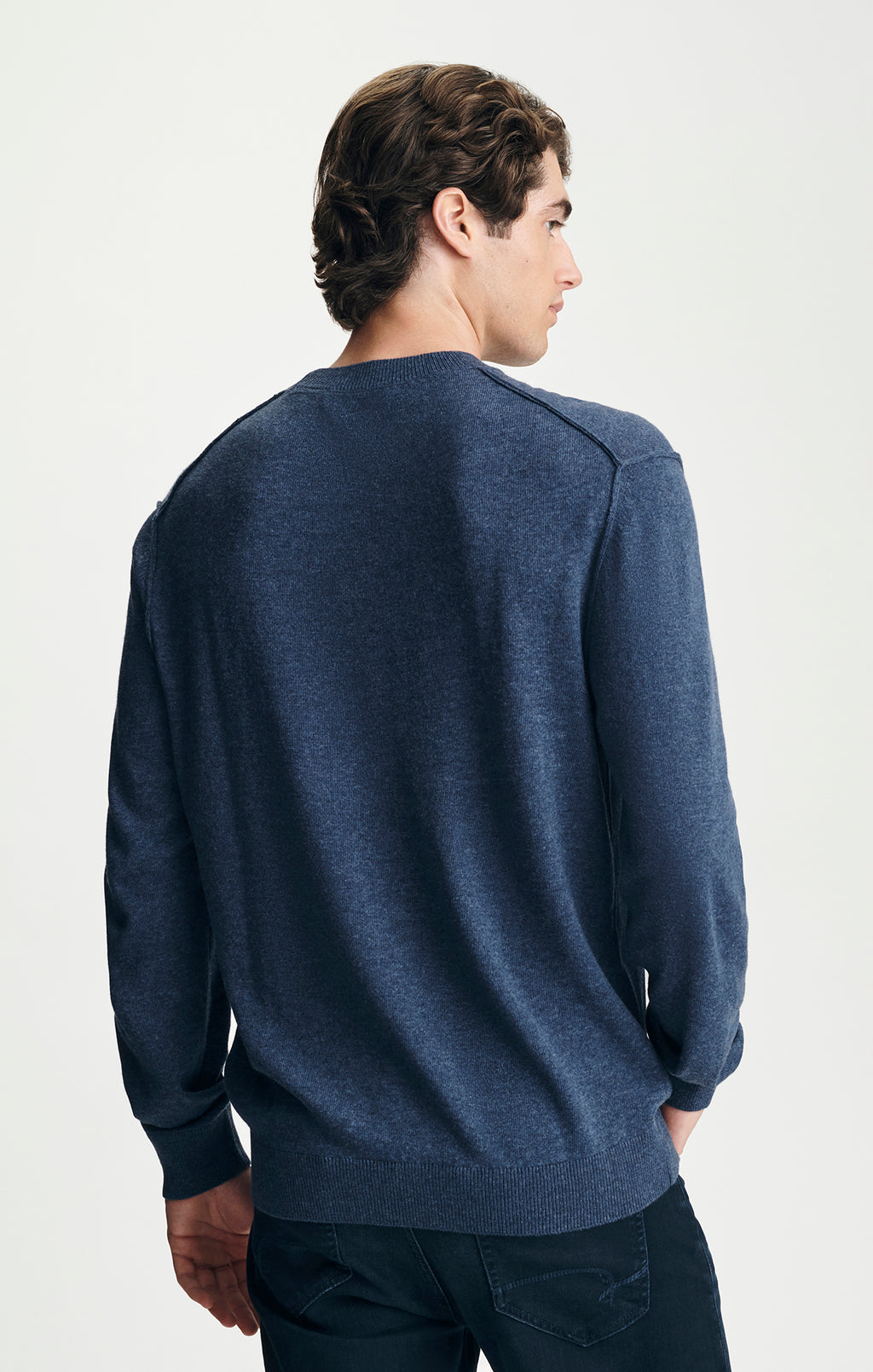 CREW NECK SWEATER IN NAVY MELANGE - Mavi Jeans
