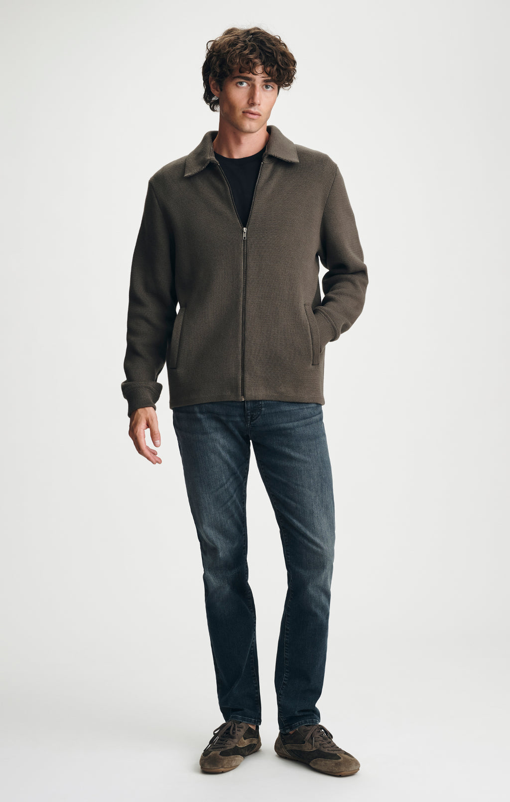 ZIP CARDIGAN IN BROWN - Mavi Jeans