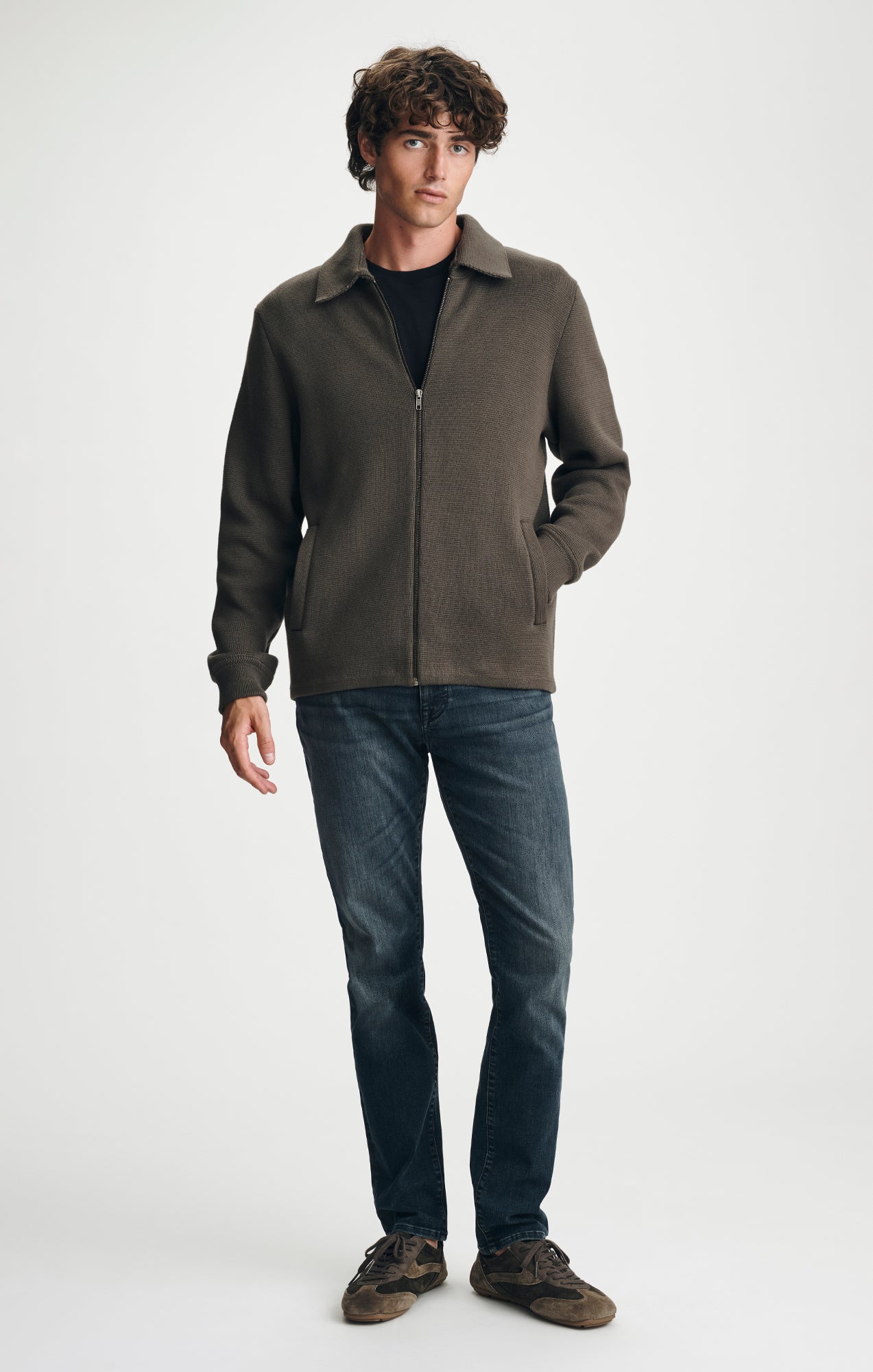 ZIP CARDIGAN IN BROWN - Mavi Jeans