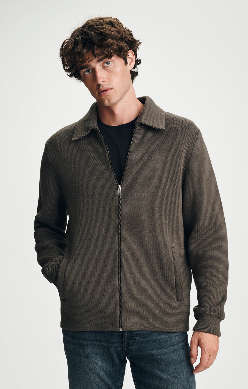 ZIP CARDIGAN IN BROWN - Mavi Jeans