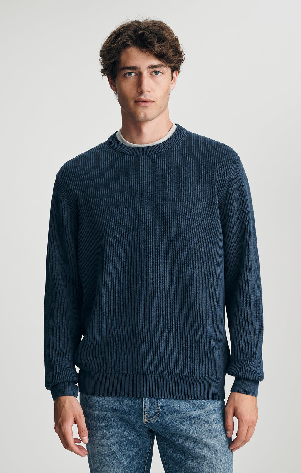 ACID WASH CREW NECK SWEATER IN TOTAL ECLIPSE - Mavi Jeans