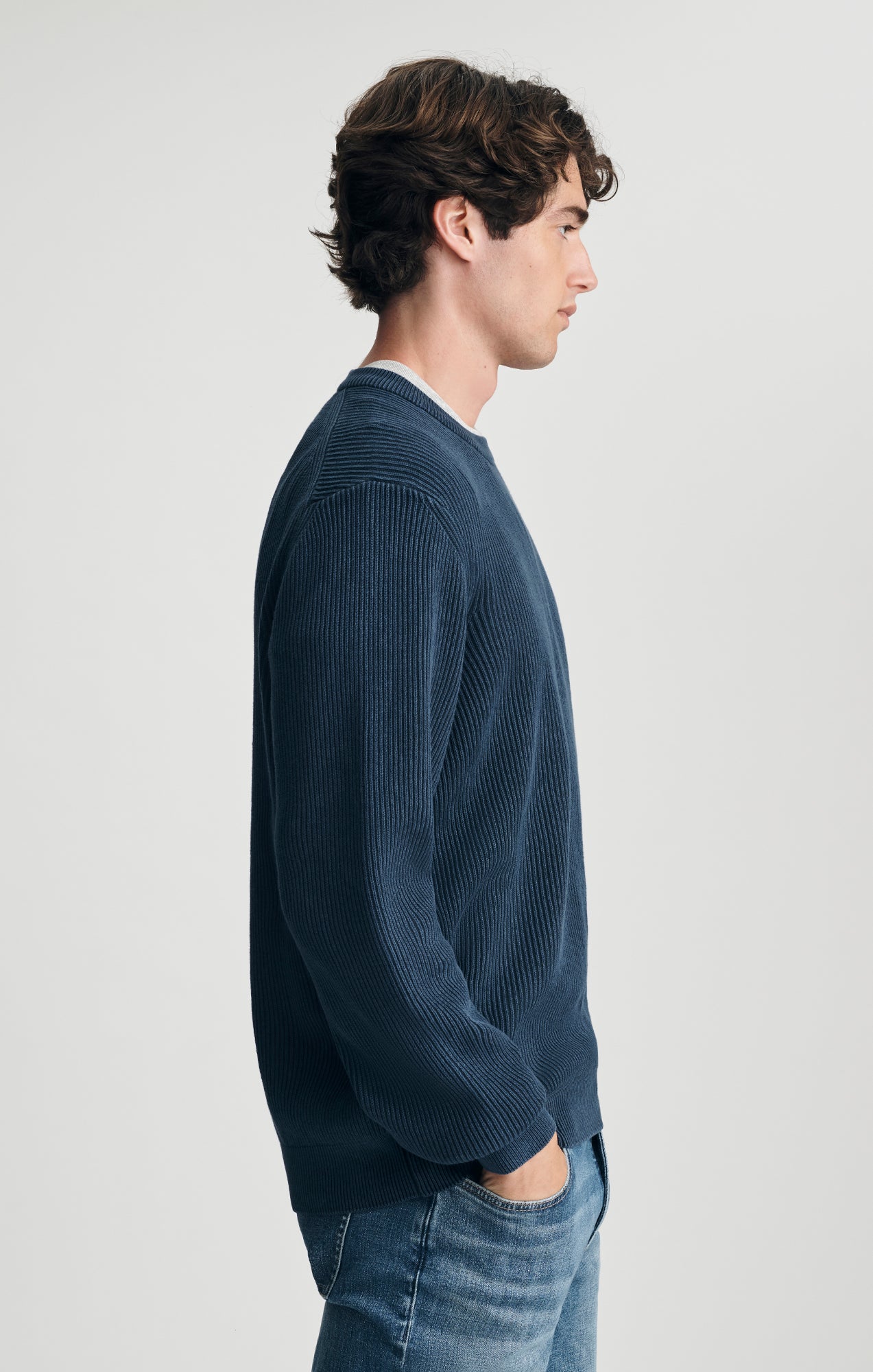 ACID WASH CREW NECK SWEATER IN TOTAL ECLIPSE - Mavi Jeans