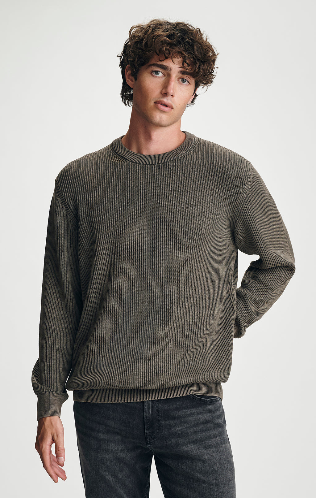 ACID WASH CREW NECK SWEATER IN FALCON - Mavi Jeans