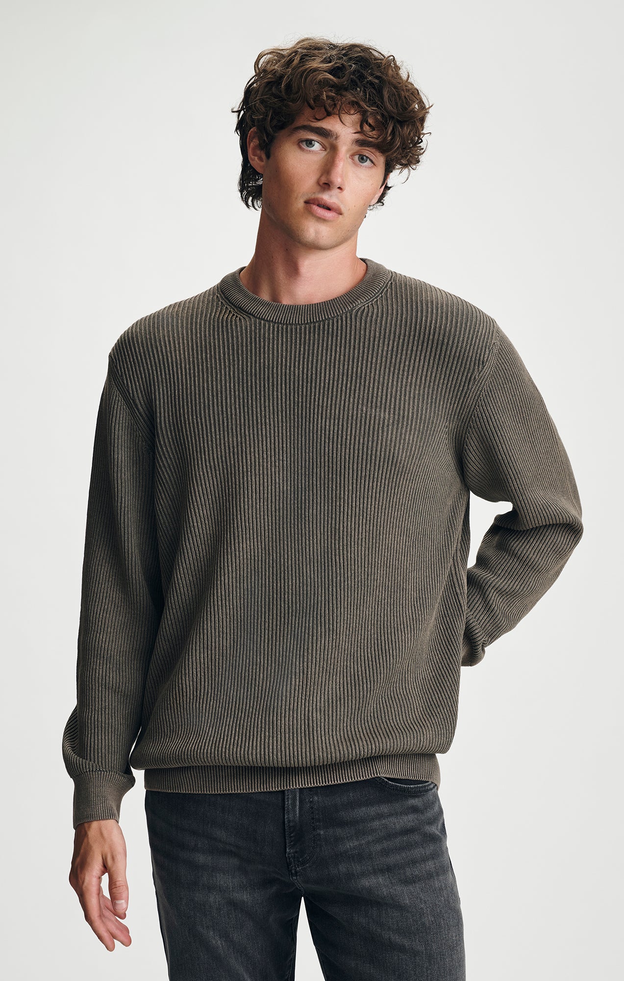 ACID WASH CREW NECK SWEATER IN FALCON - Mavi Jeans