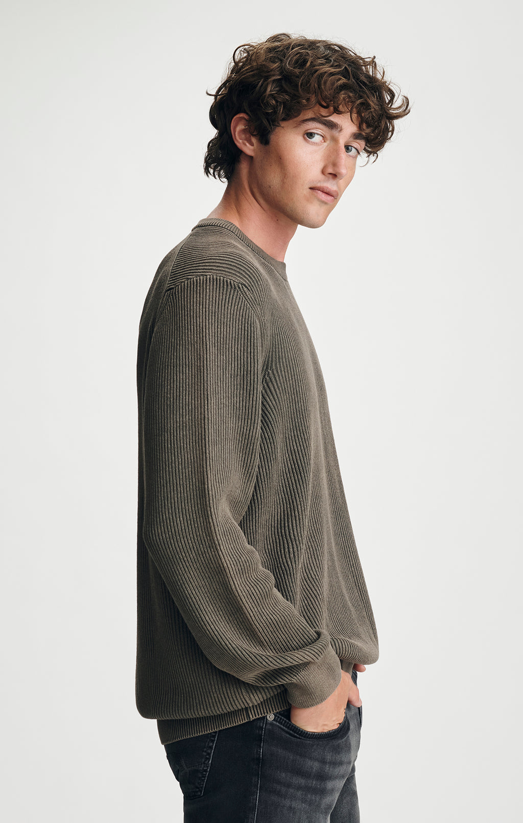 ACID WASH CREW NECK SWEATER IN FALCON - Mavi Jeans