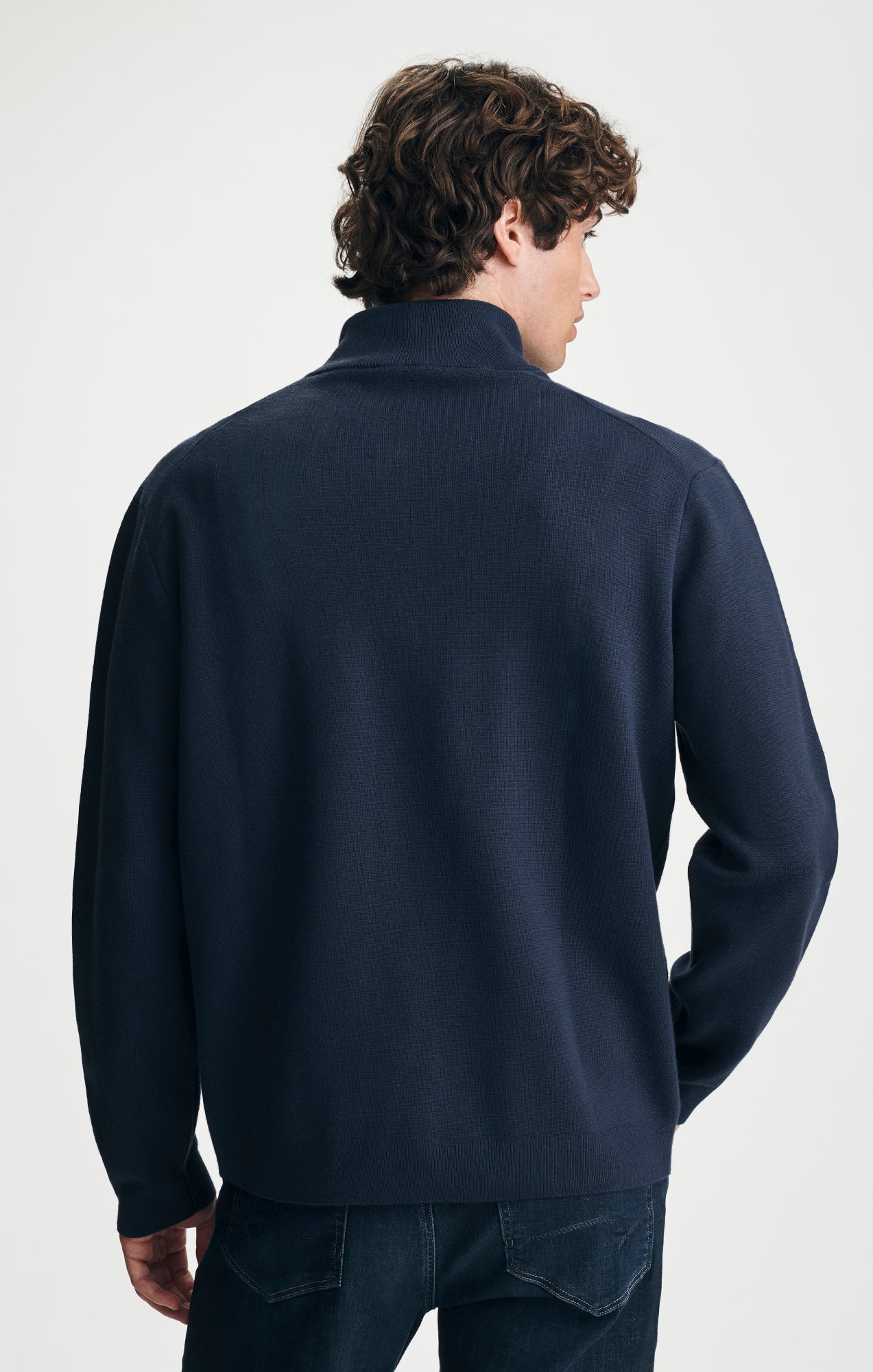QUARTER ZIP SWEATER IN NAVY - Mavi Jeans