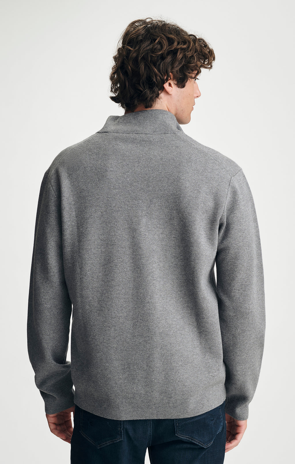 QUARTER ZIP SWEATER IN GREY MELANGE - Mavi Jeans