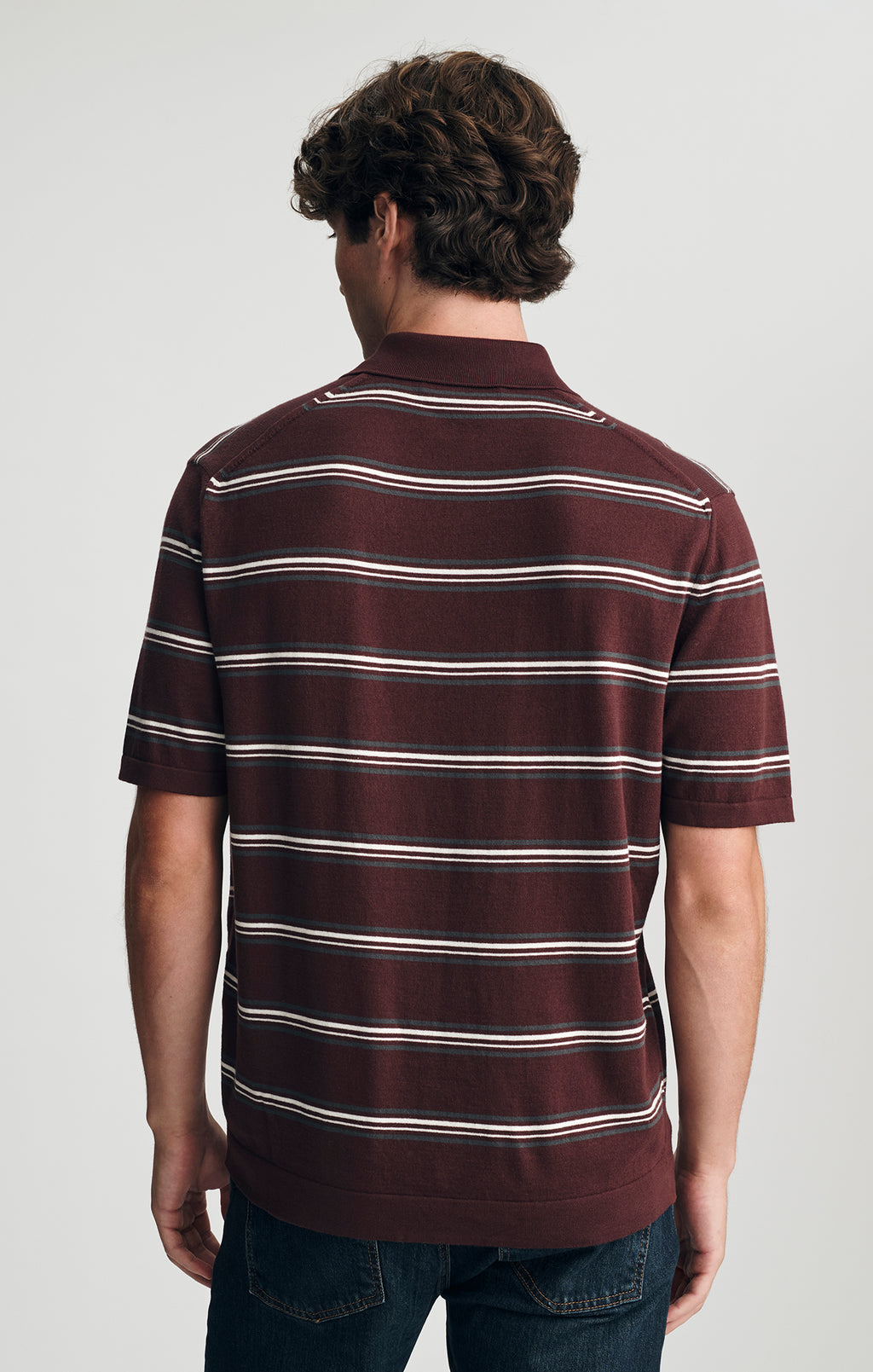 SHORT SLEEVE POLO SWEATER IN FUDGE