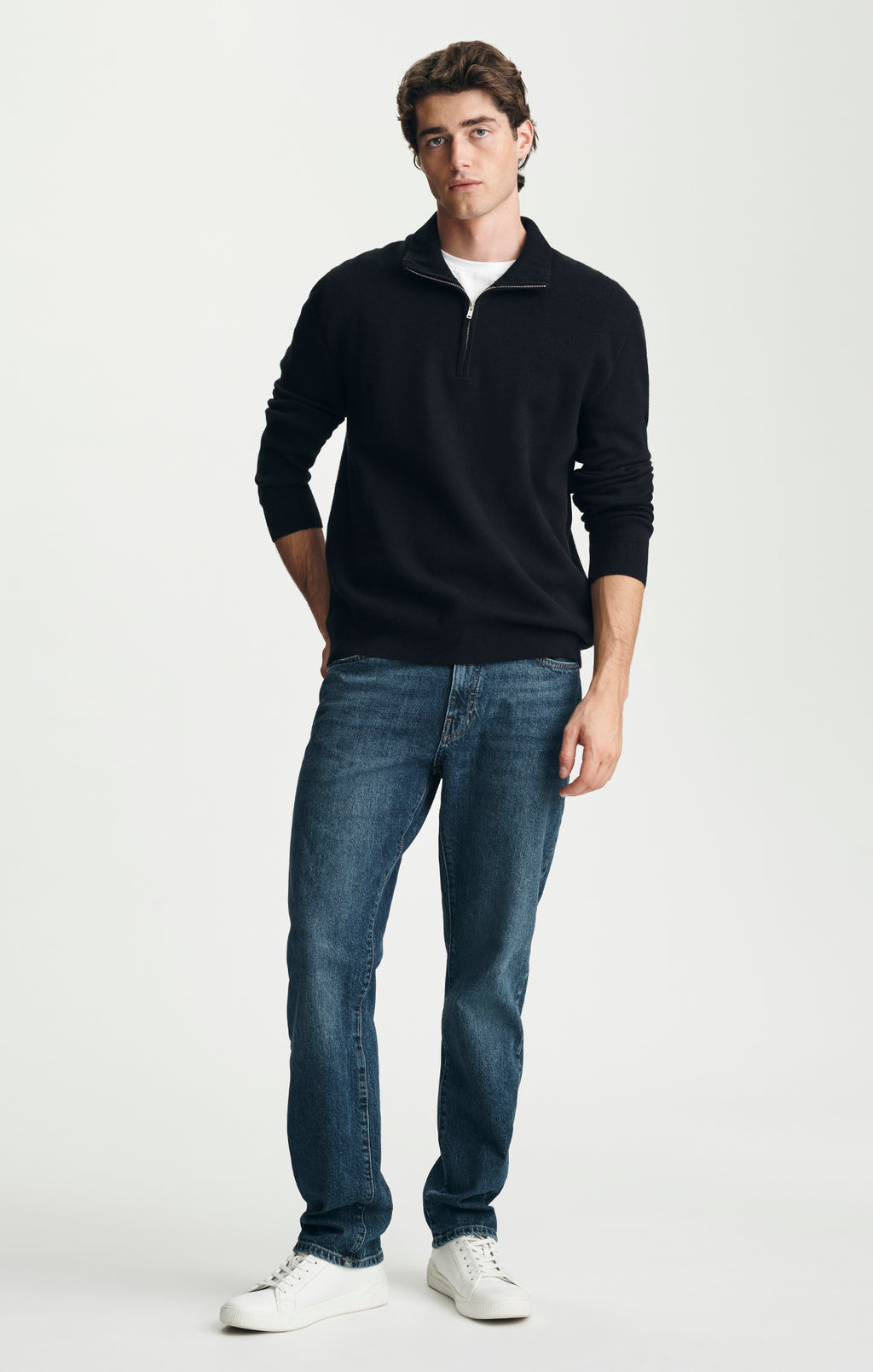 QUARTER ZIP SWEATER IN BLACK - Mavi Jeans